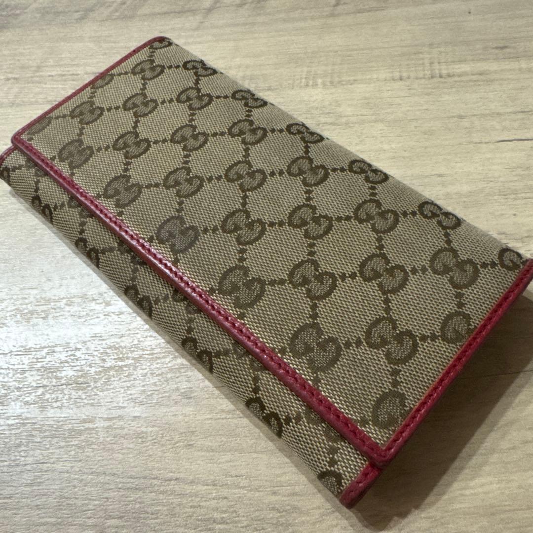 GUCCI 長財布 ベージュ/レッド