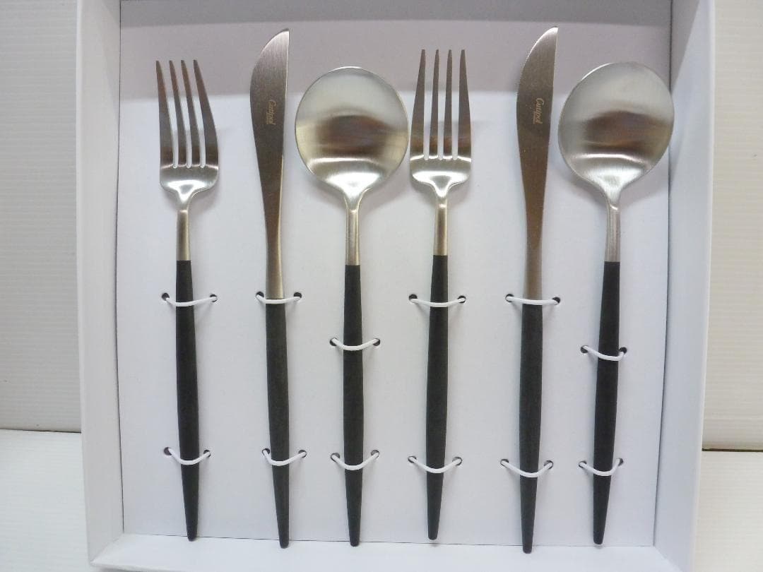 Cutipol クチポール GOA シルバー×ブラック ディナー 6本セット