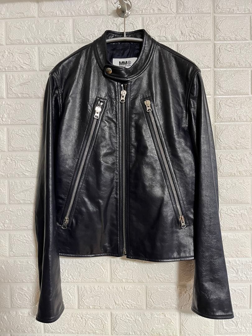 【美品】MM6 Maison Margiela 八の字ライダース　牛革