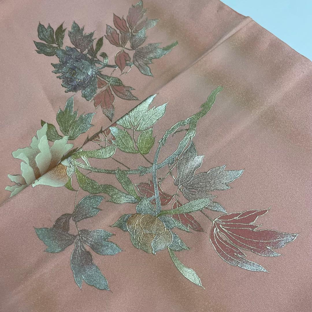 落款あり 【金彩友禅 和田光正 】付下げ 牡丹文様 正絹 裄65.5 v118