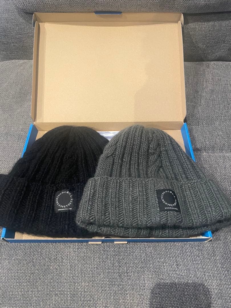 山と道 ニット帽　ブラック　カーキ　2個セット