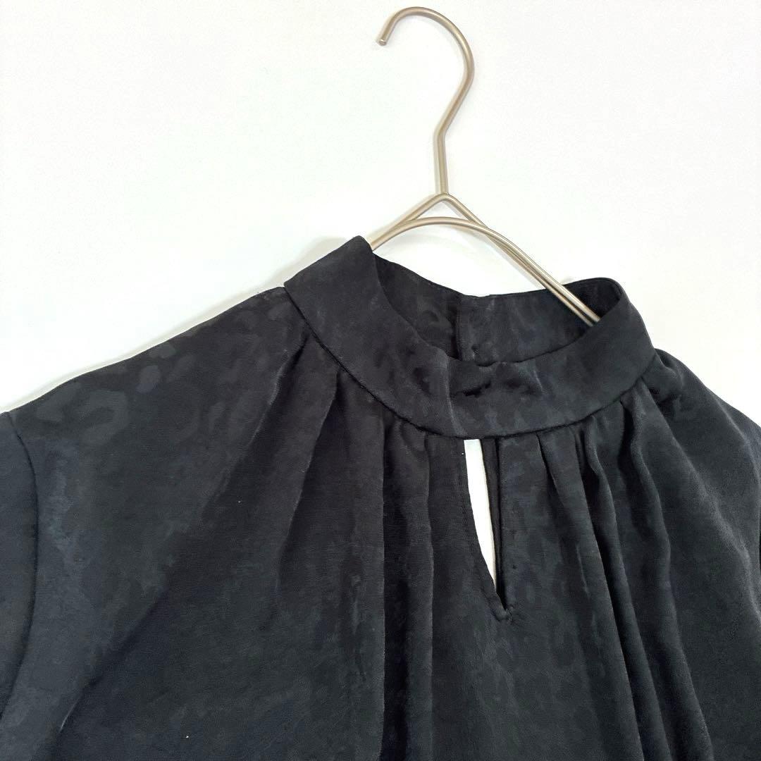 美品ブラックレオパードPINKY&DIANNE スタンドカラージャガードブラウス