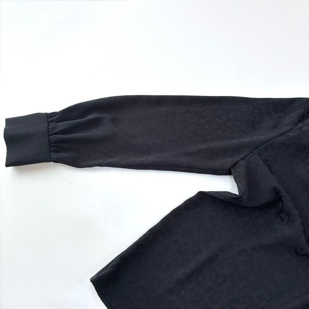 美品ブラックレオパードPINKY&DIANNE スタンドカラージャガードブラウス