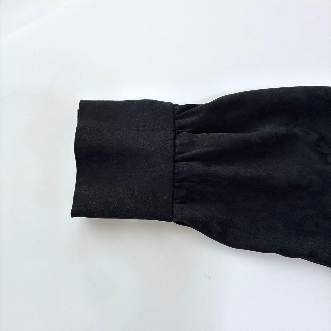 美品ブラックレオパードPINKY&DIANNE スタンドカラージャガードブラウス