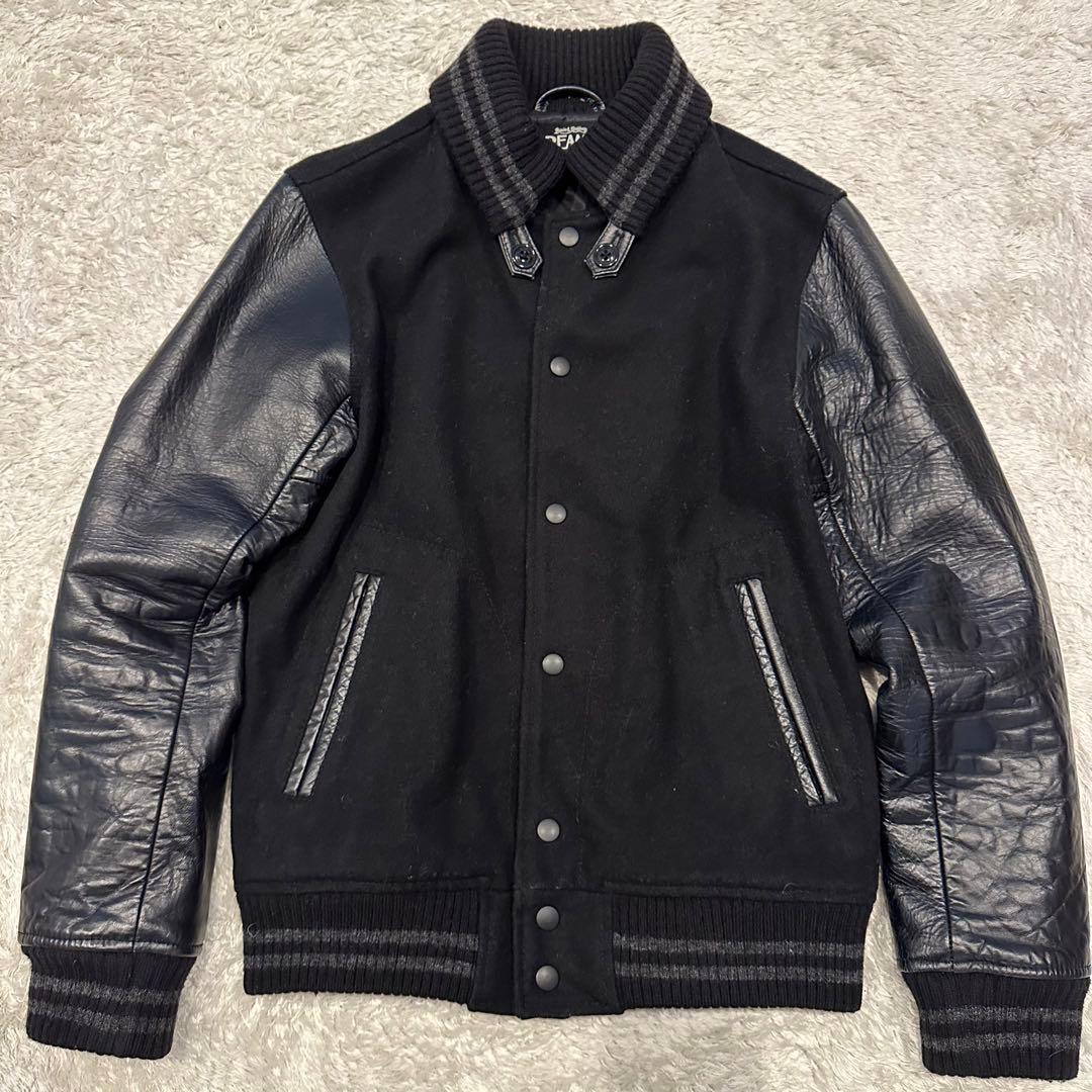 ビームス　スタジャン　袖レザー　メンズ　サイズM 切替　牛革　本革　ドンキー