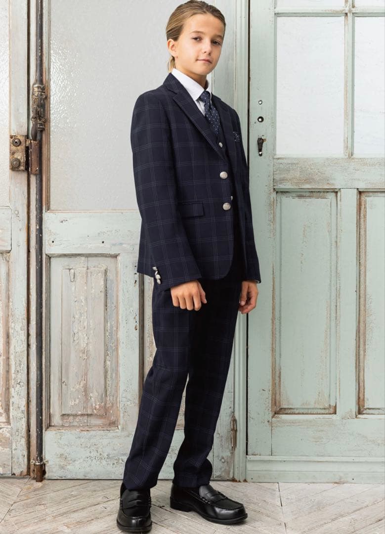 卒業式 スーツ 男の子チェック柄 フォーマルスーツ 160㎝A