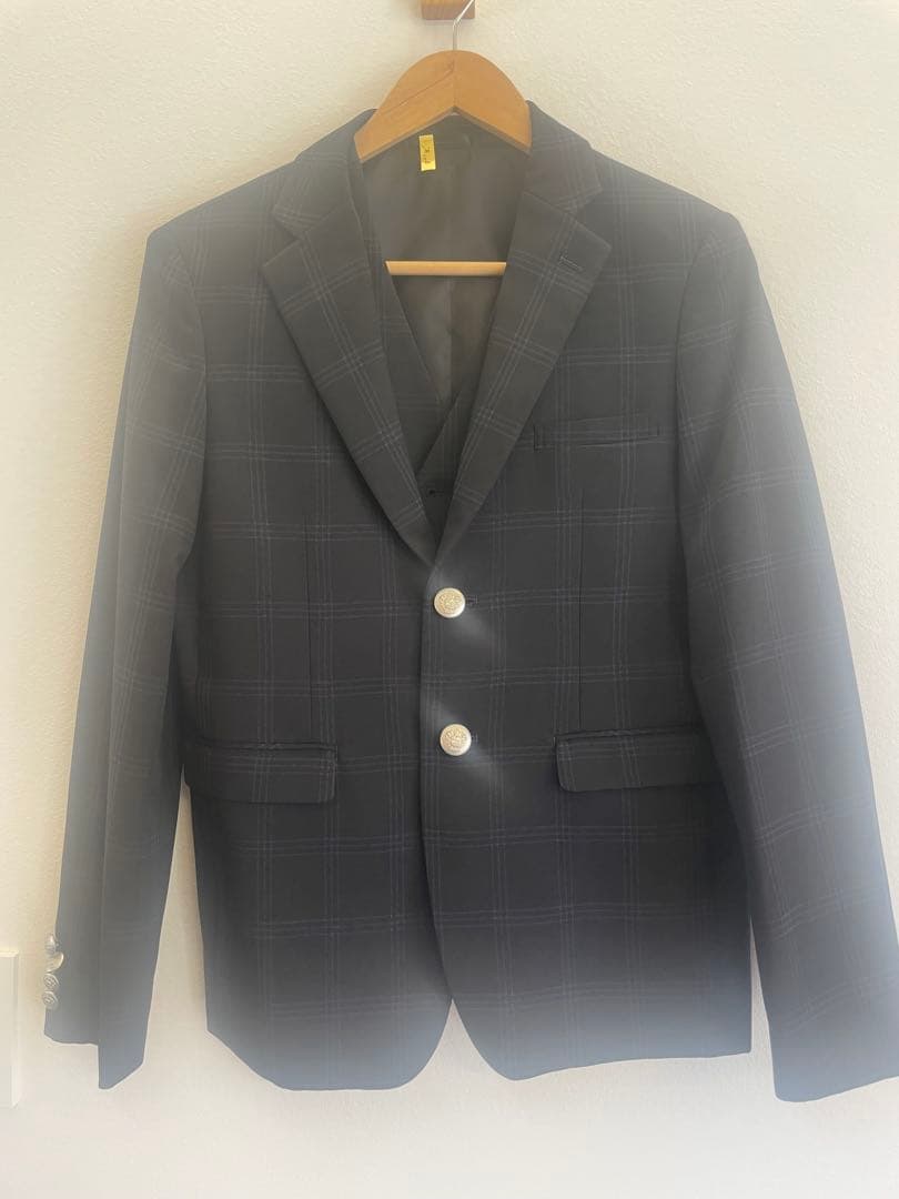 卒業式 スーツ 男の子チェック柄 フォーマルスーツ 160㎝A
