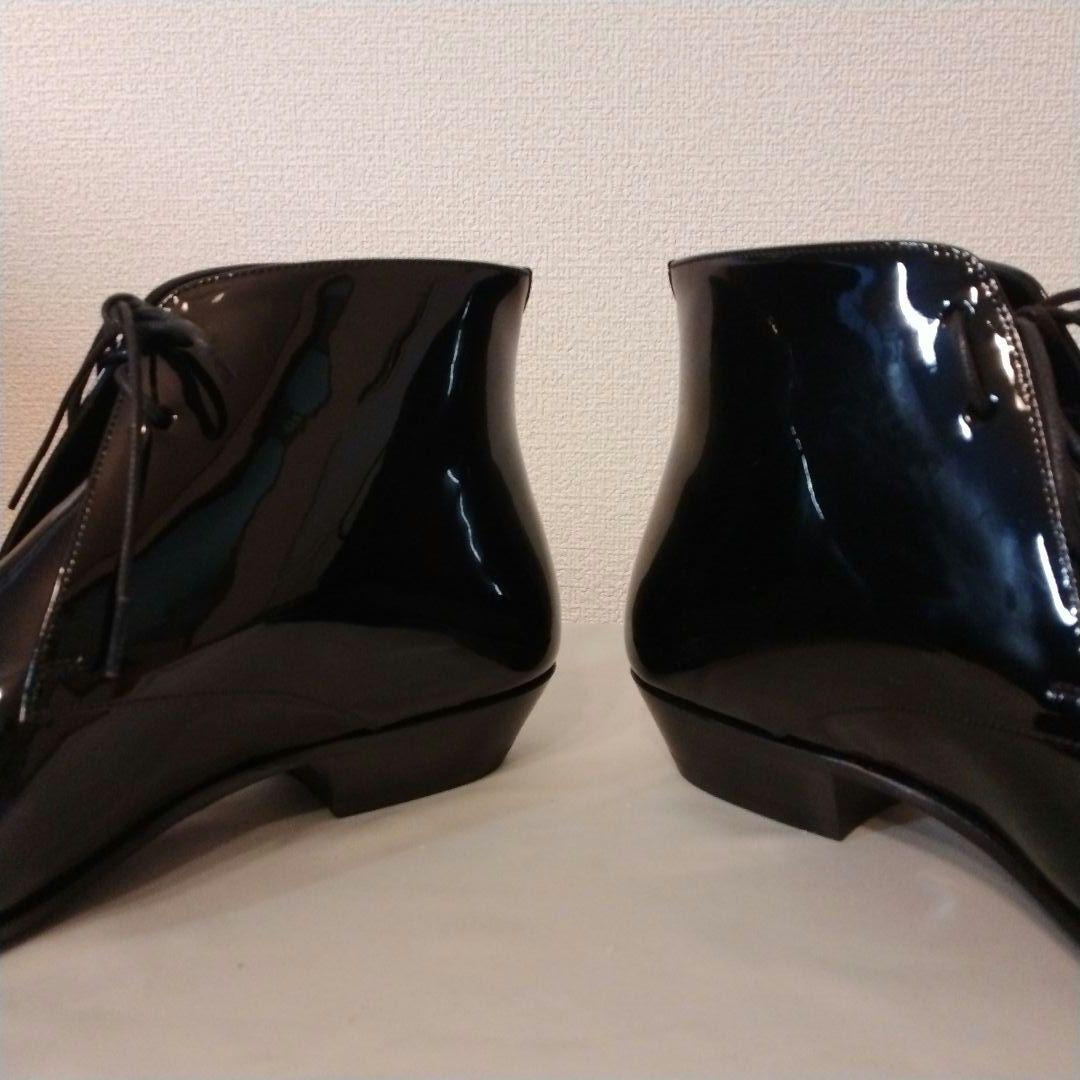 【24時間以内発送 美品】サンローラン エナメル レースアップ アンクルブーツ