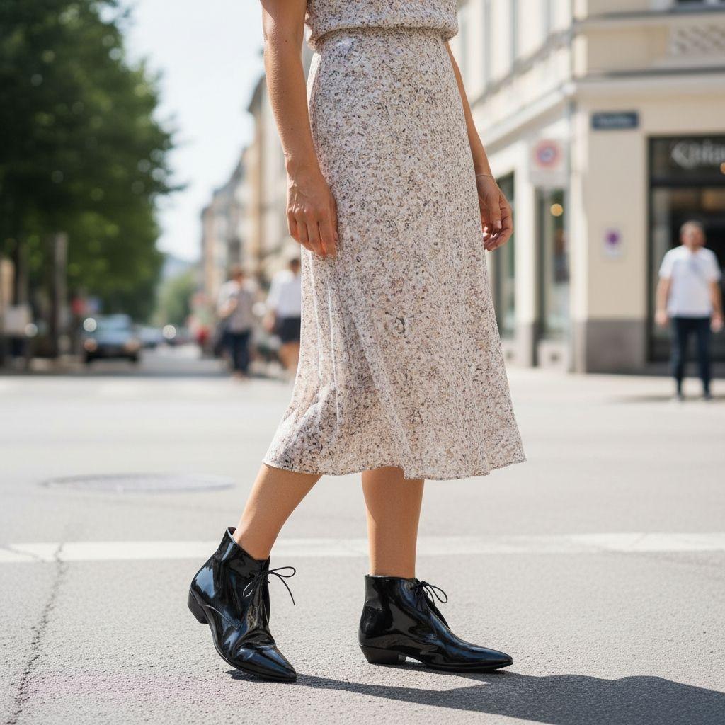 【24時間以内発送 美品】サンローラン エナメル レースアップ アンクルブーツ