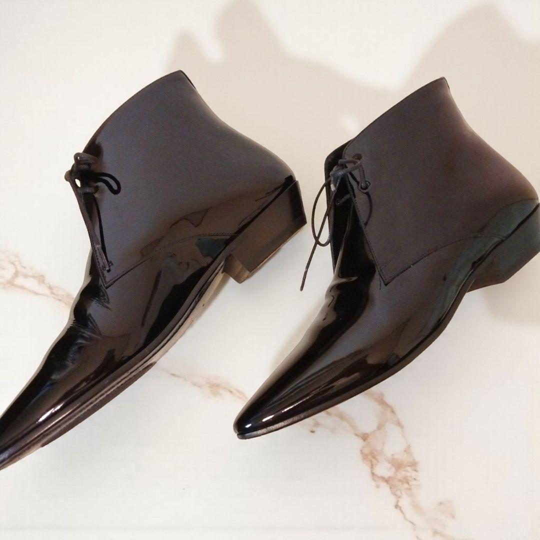 【24時間以内発送 美品】サンローラン エナメル レースアップ アンクルブーツ