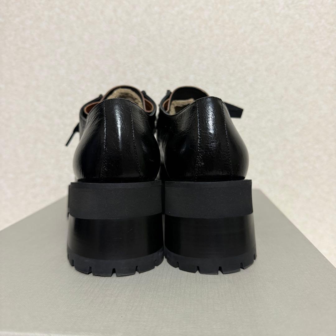 美品　マルニ　レースアップ厚底シューズ　黒　茶　レザー　39 23cm相当