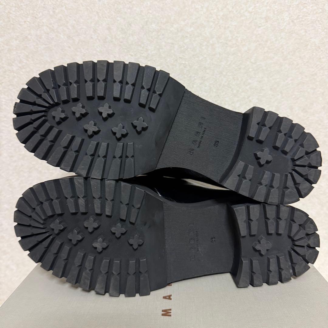 美品　マルニ　レースアップ厚底シューズ　黒　茶　レザー　39 23cm相当
