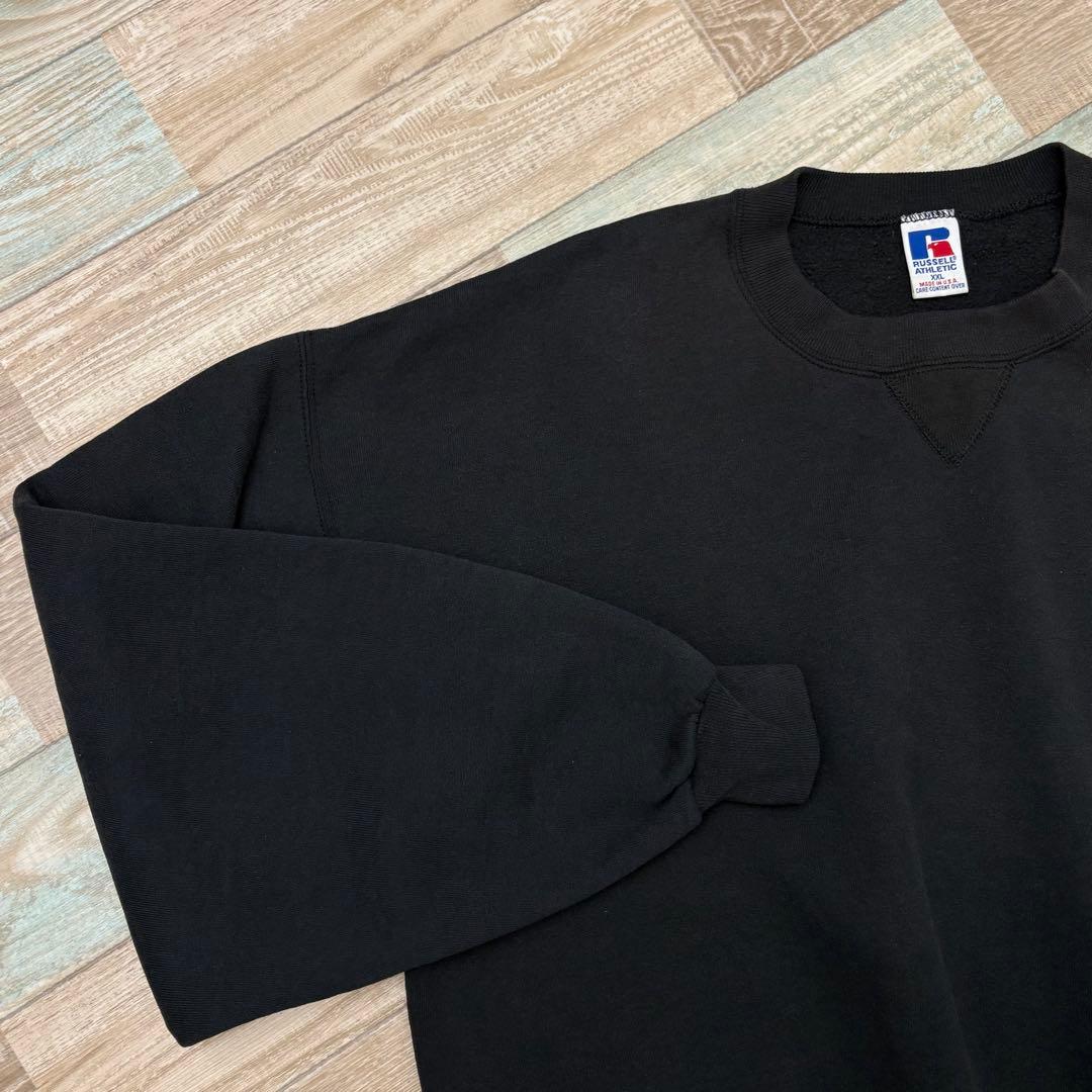 USA製 ラッセル スウェット ブラック 無地 ブランク XXL 前V