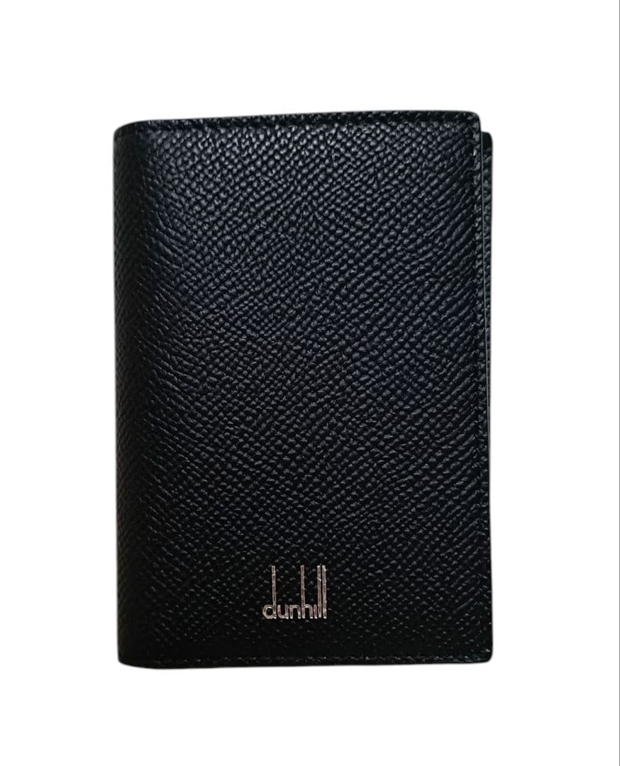 【新品未使用】ダンヒル 名刺入 シボ革 レザー 現行 証明書 箱付 ブラック