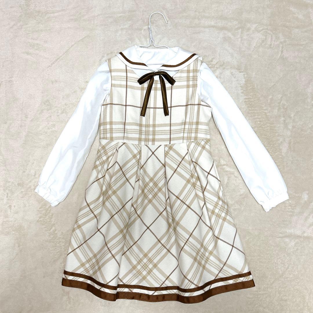 ☆ヒロミチナカノ☆フォーマル ワンピース 4点セット セーラー ベージュ 130