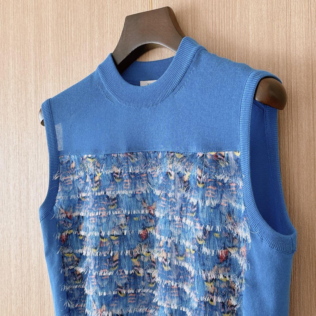 【373】美品　アナイ　フランジャプリントノースリーブ プルオーバー　38