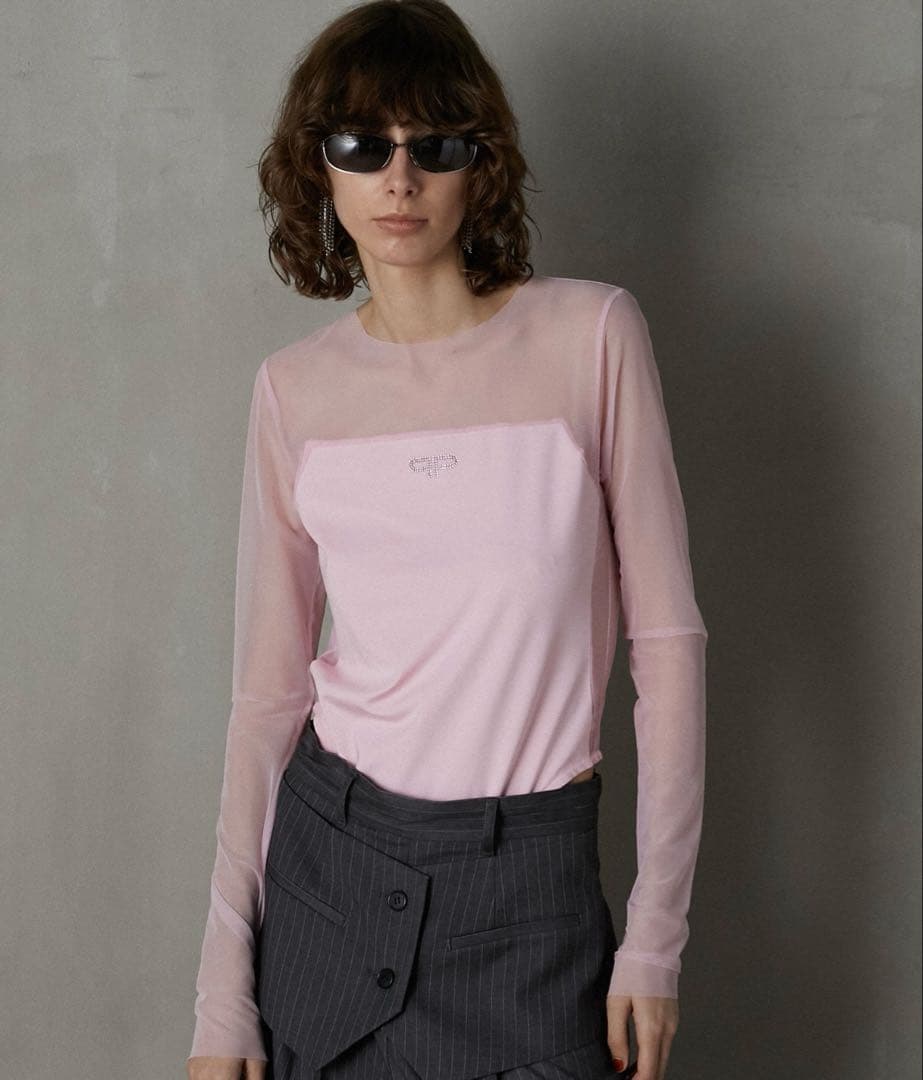 トップス PRANK PROJECT Sheer Trim Bodysuit