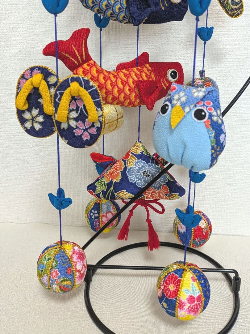 【 鯉のぼりの吊るし飾り(青) 】ちりめん細工 輪飾り 端午の節句 こどもの日