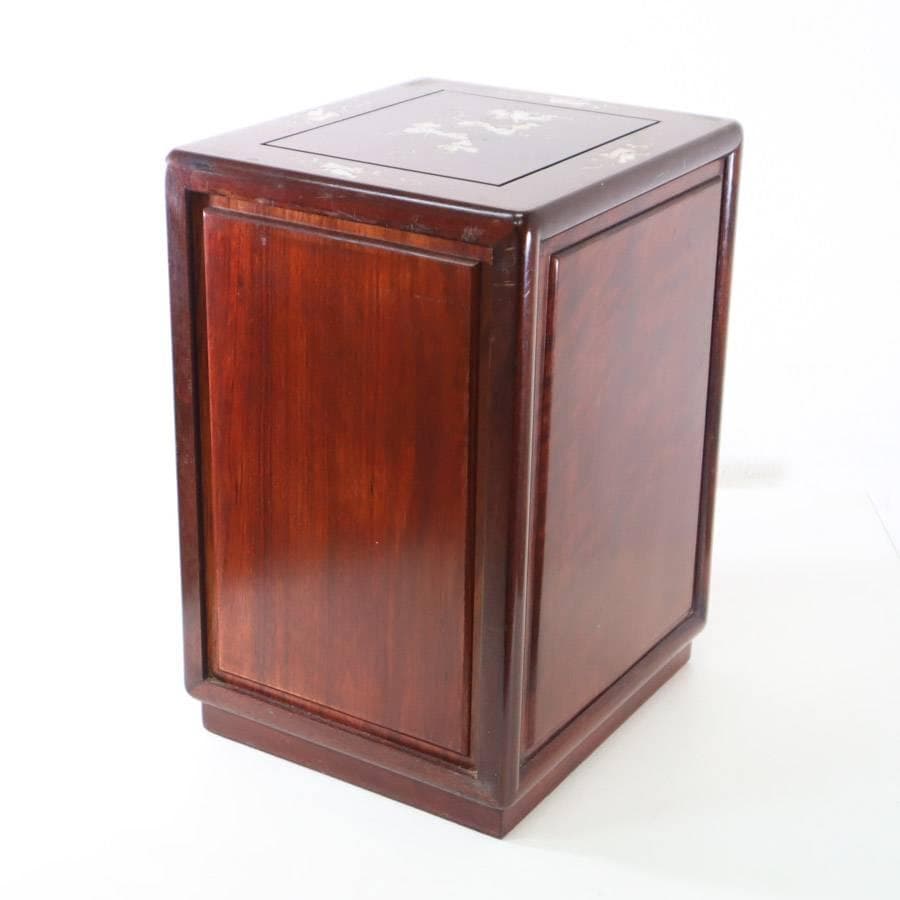 値下高級銘木 唐木 花梨無垢 螺鈿細工 葡萄図 小抽斗 5段 小箪笥 小引き出し