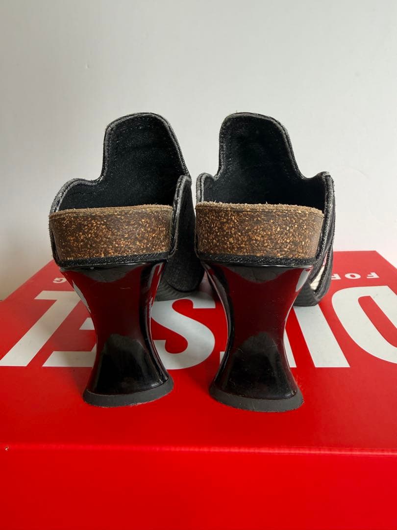 5000円オフ！美品！Diesel ロゴブラックデニム　サンダル 23cm
