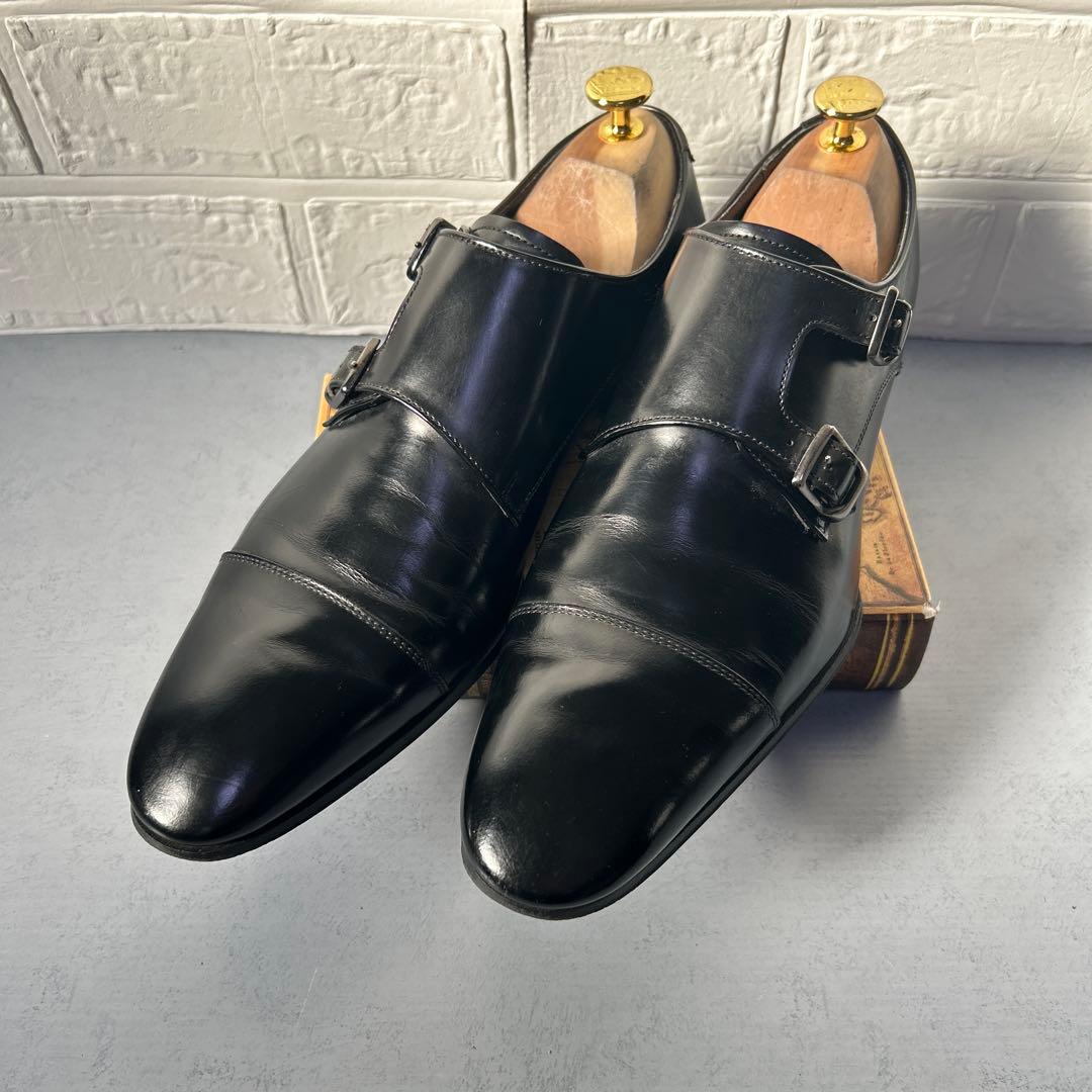 美品リーガル 636R ダブルモンク 本革 ビジネスシューズ 黒 日本製 24