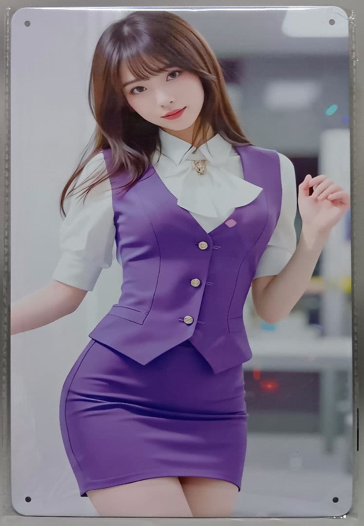 頭*L様 メタルポスター【ブリキ看板】美人OL