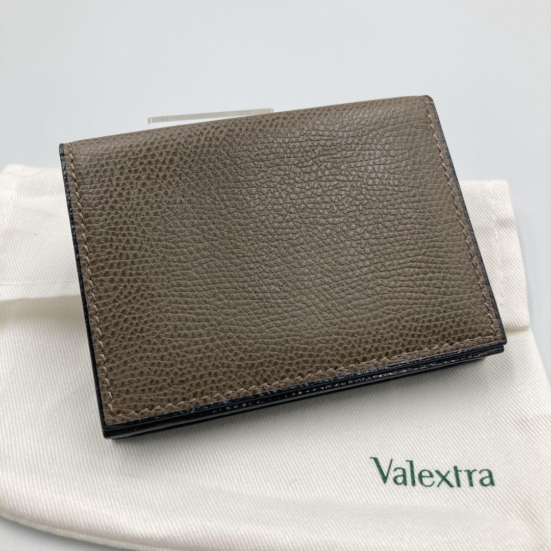 【美品】VALEXTRA ヴァレクストラ レザー 名刺入れ カードケース GRY