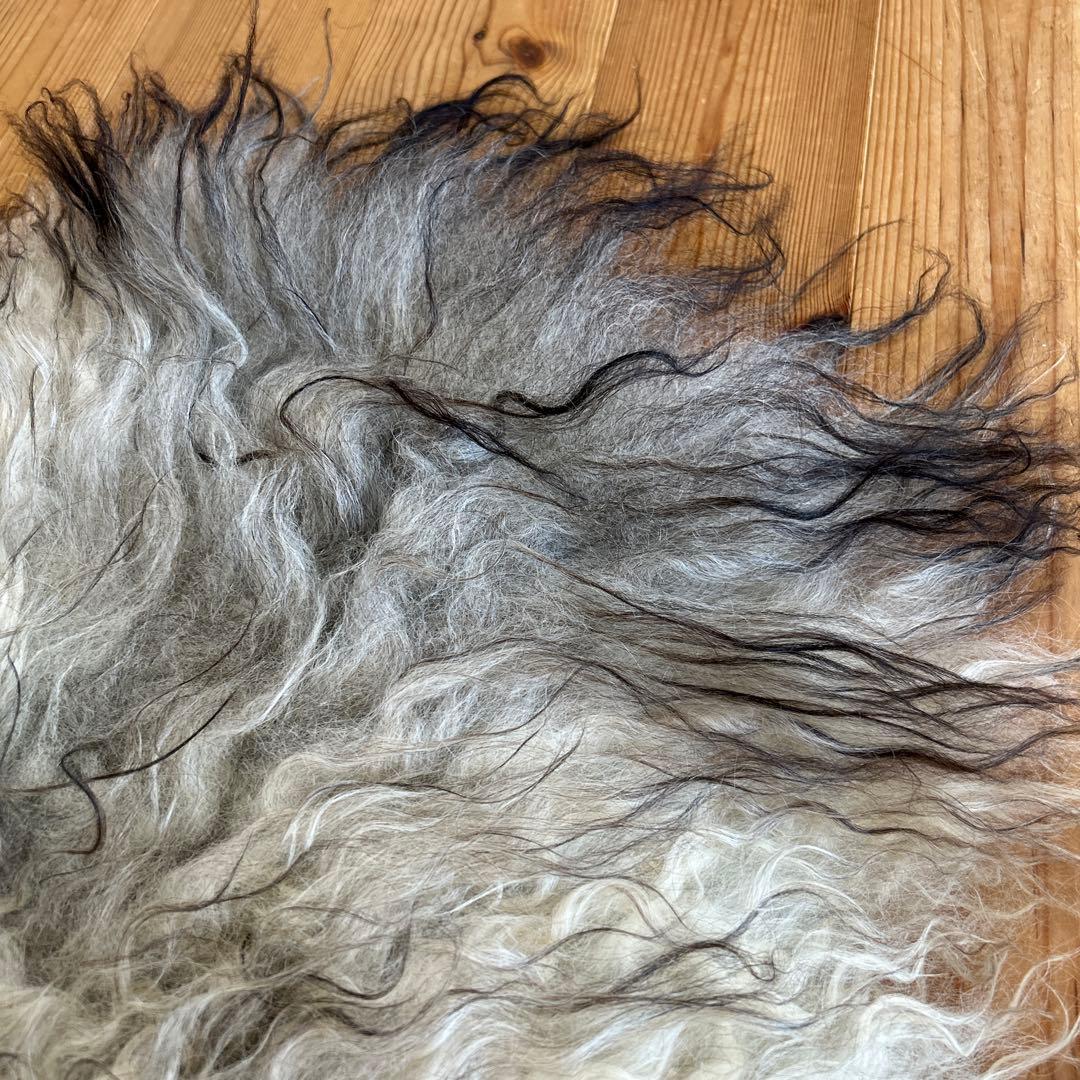 羊毛ラグ 白黒混合