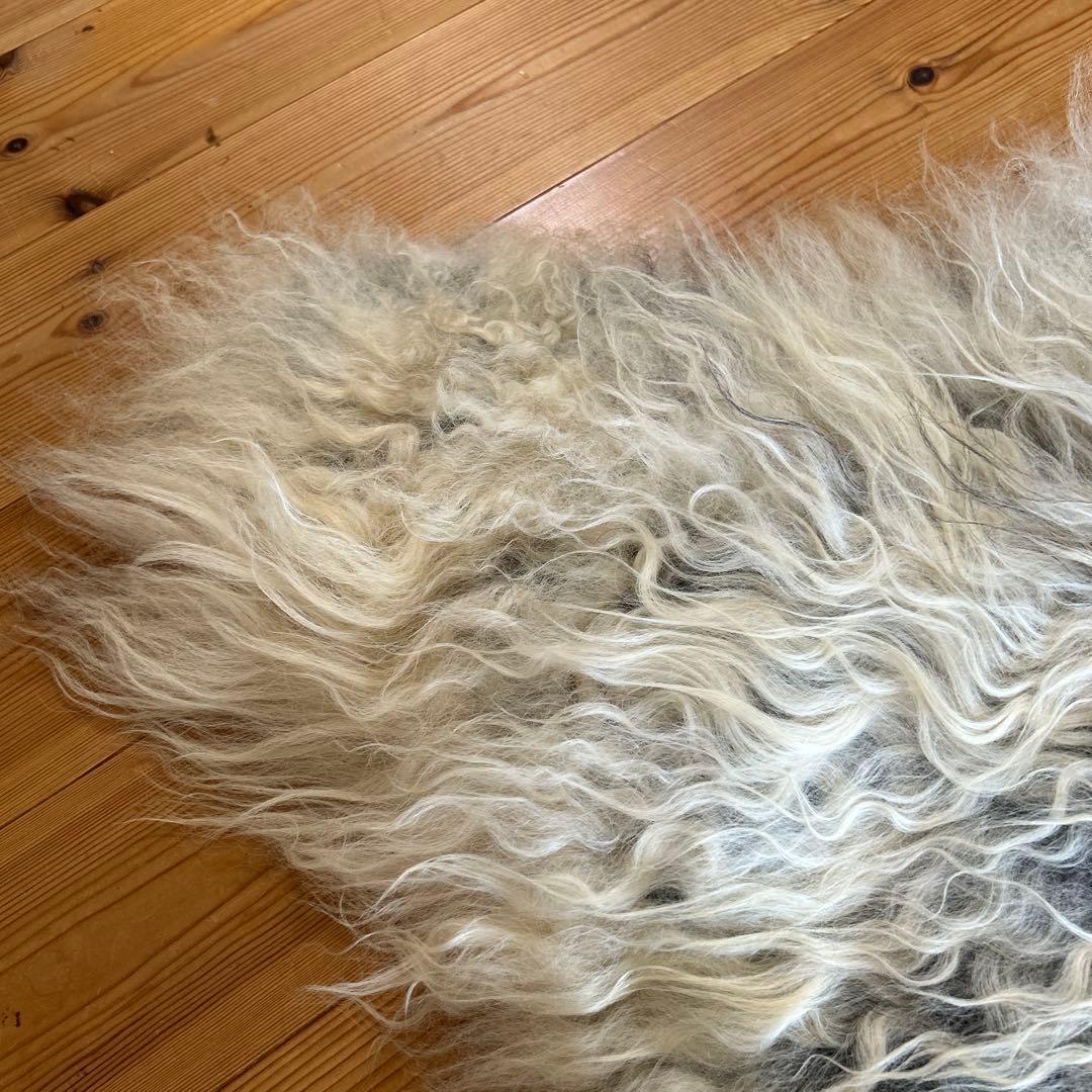 羊毛ラグ 白黒混合