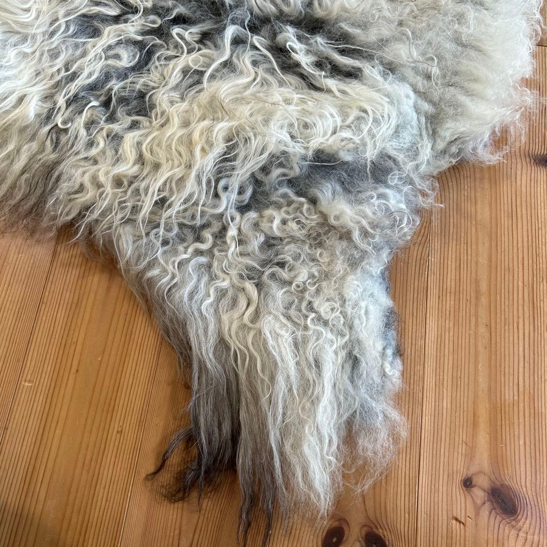 羊毛ラグ 白黒混合