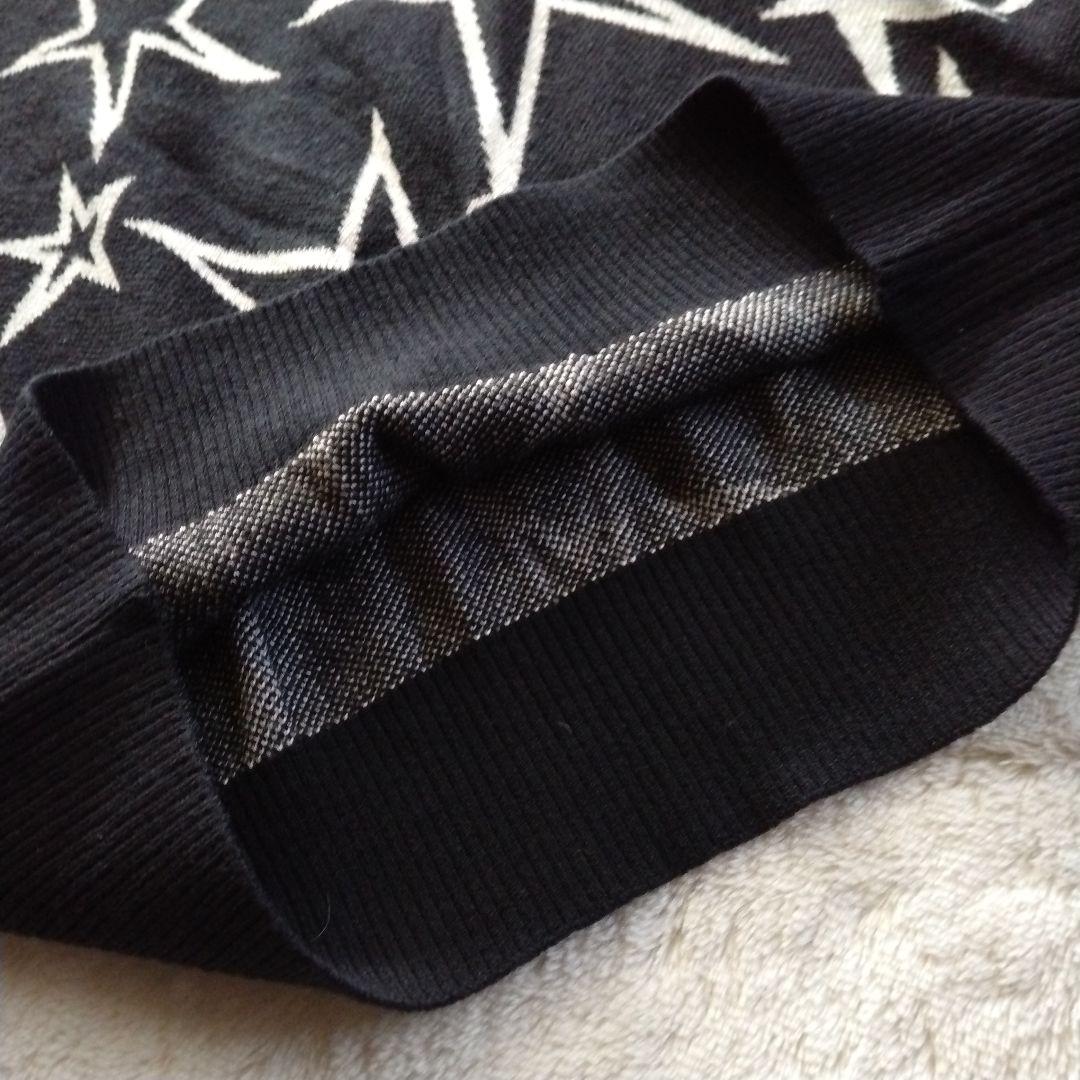 パーリーゲイツ　ウール 刺繍 星柄ジャガード モックネック ニット プルオーバー