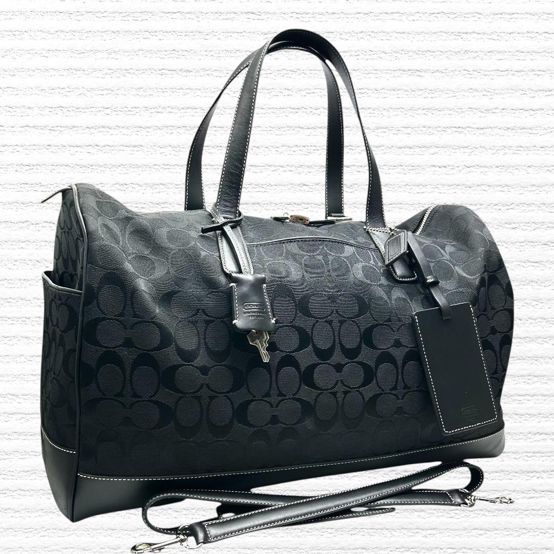 美品 COACH コーチ　ボストンバッグ　シグネチャー　2way 大容量　黒