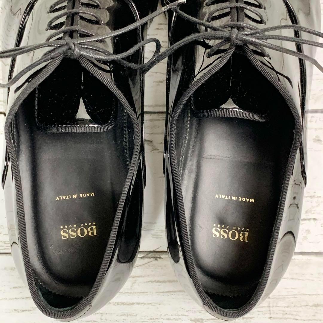 【美品】 HUGO BOSS ビジネスシューズ ドレスシューズ エナメル 黒