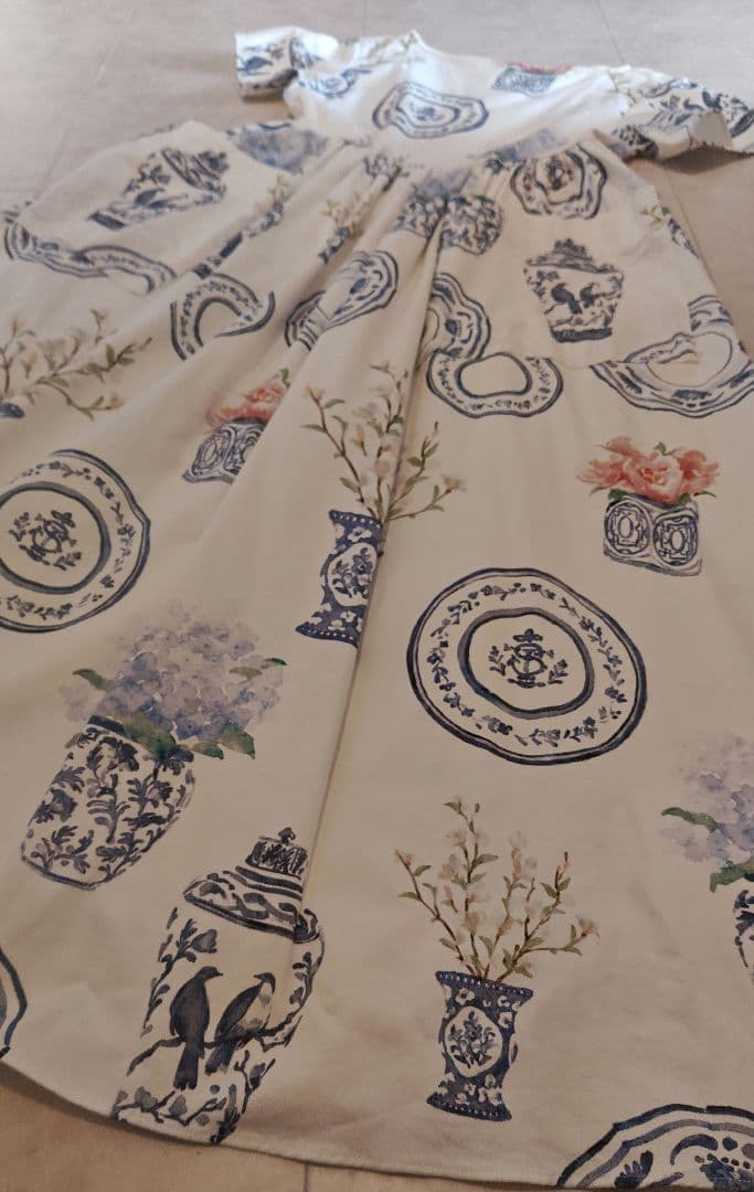 SEVENTEN ブルーアンドホワイト ピンク 半袖ロングワンピース