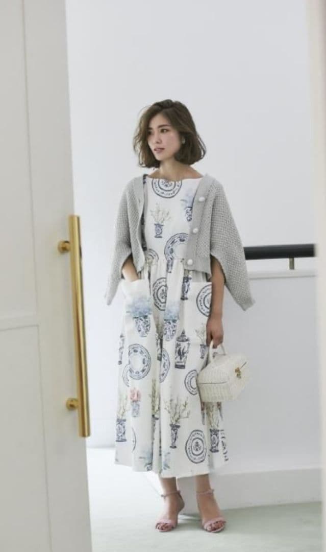 SEVENTEN ブルーアンドホワイト ピンク 半袖ロングワンピース