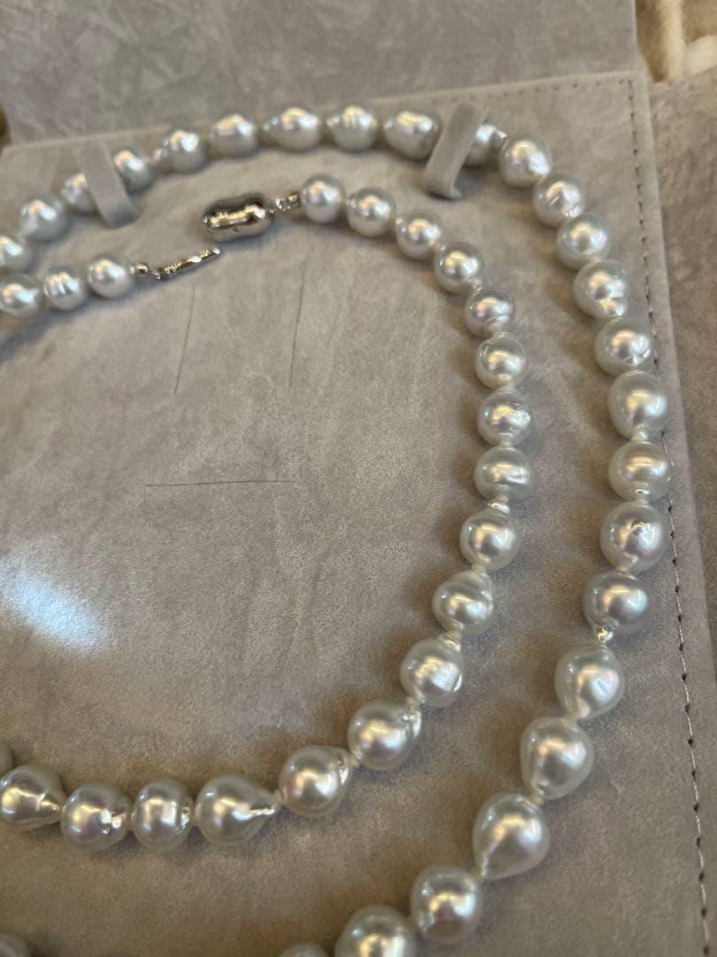 ディノス 白蝶バロックパールロングネックレス 約85cm