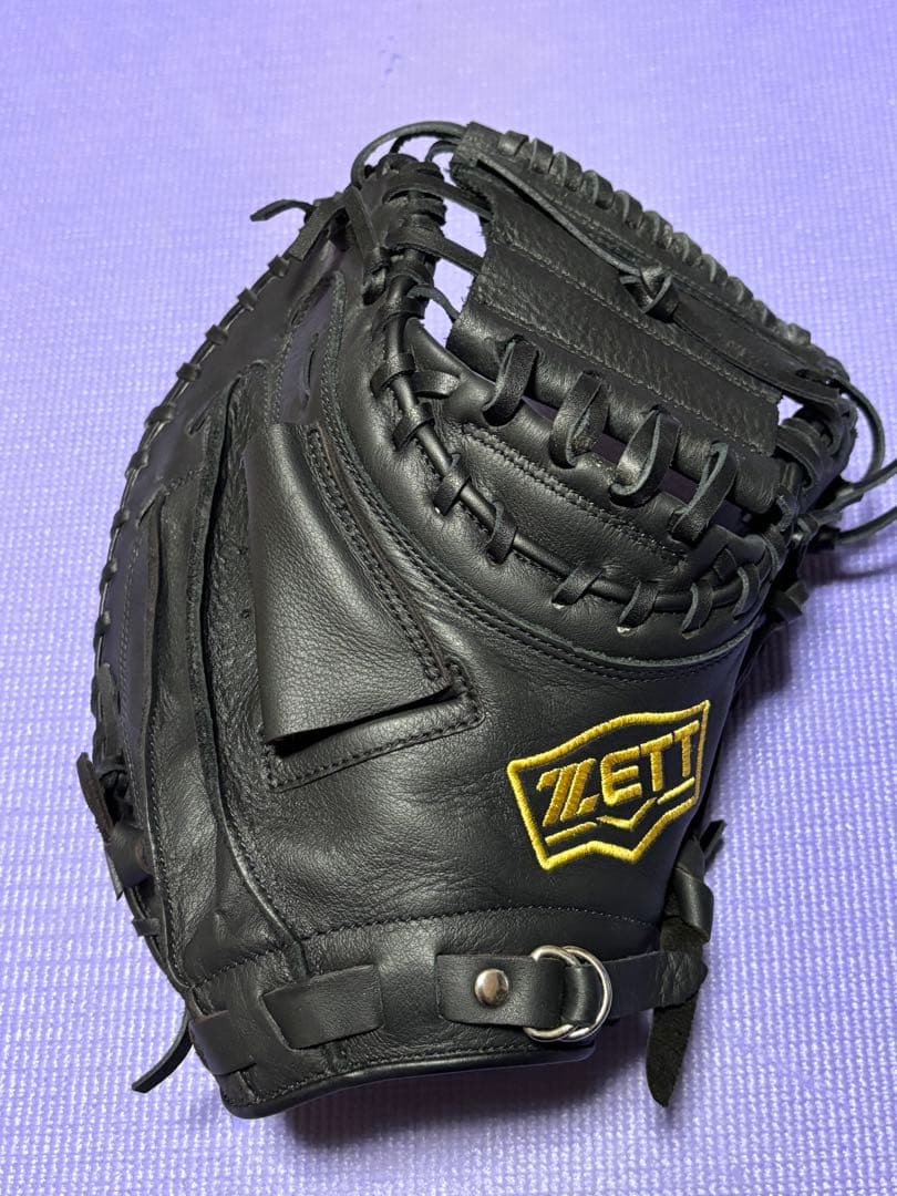 【美品】[ZETT]ゼット軟式捕手用キャッチャーミット　ライテックス　ブラック