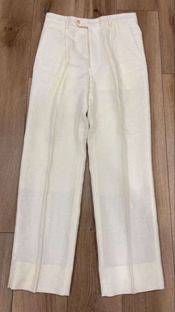 ARMANI COLLEZIONI ホワイト リネンタックパンツ サイズ46