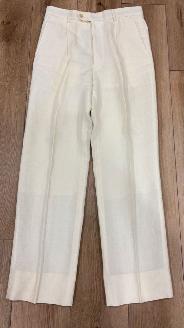 ARMANI COLLEZIONI ホワイト リネンタックパンツ サイズ46
