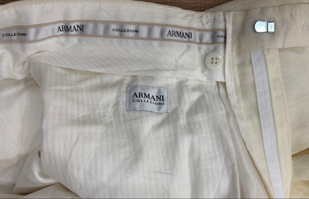 ARMANI COLLEZIONI ホワイト リネンタックパンツ サイズ46