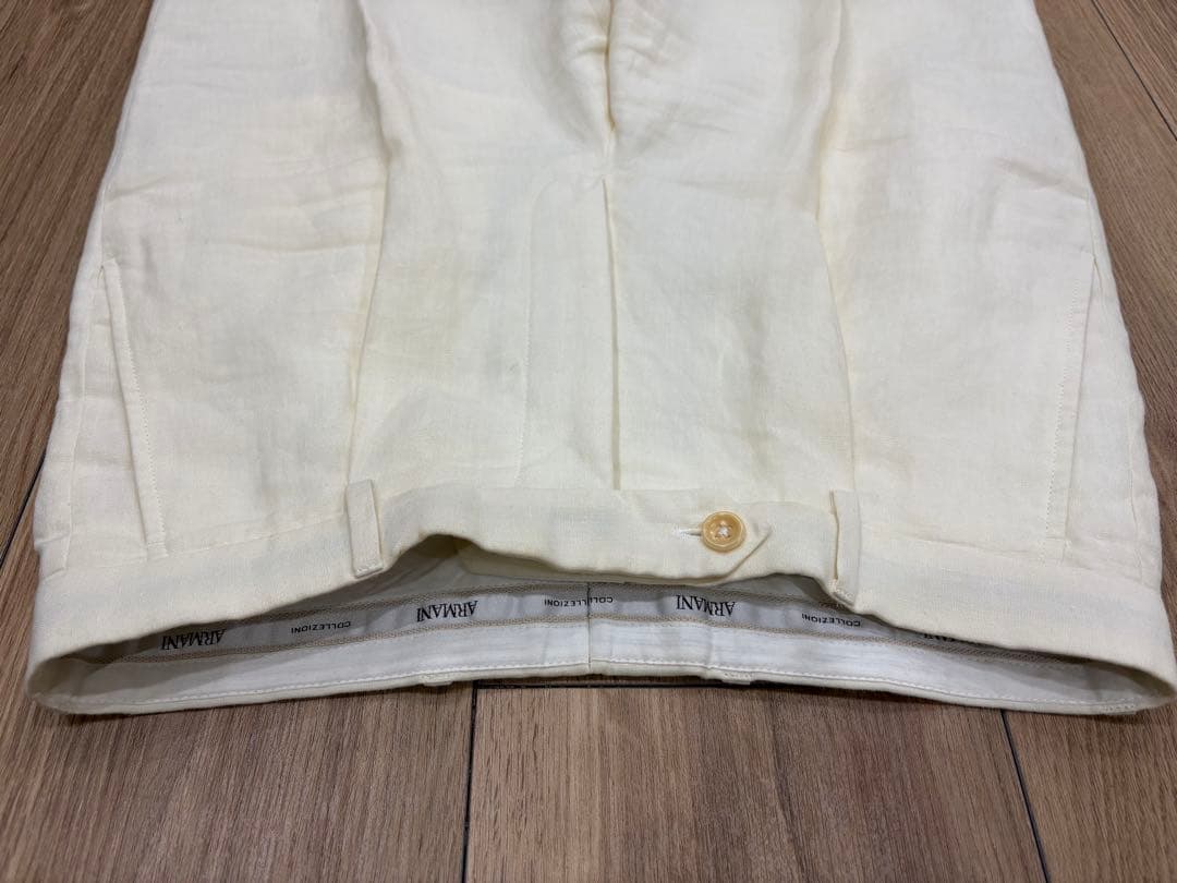 ARMANI COLLEZIONI ホワイト リネンタックパンツ サイズ46