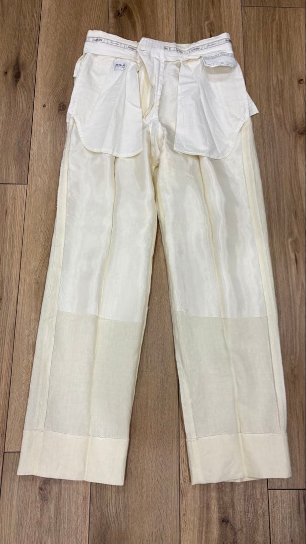ARMANI COLLEZIONI ホワイト リネンタックパンツ サイズ46