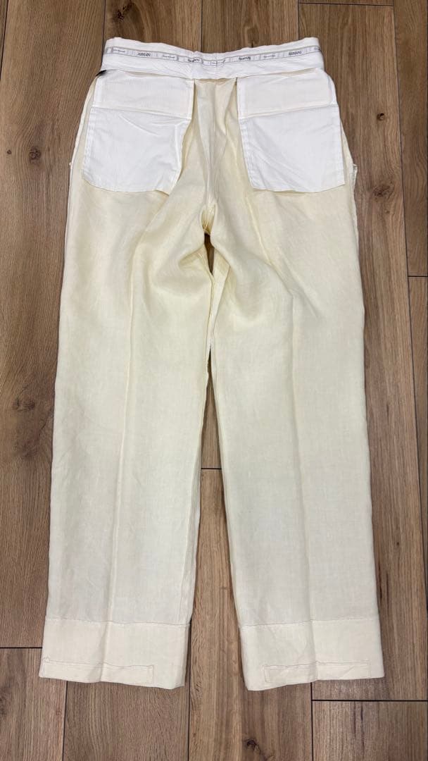 ARMANI COLLEZIONI ホワイト リネンタックパンツ サイズ46