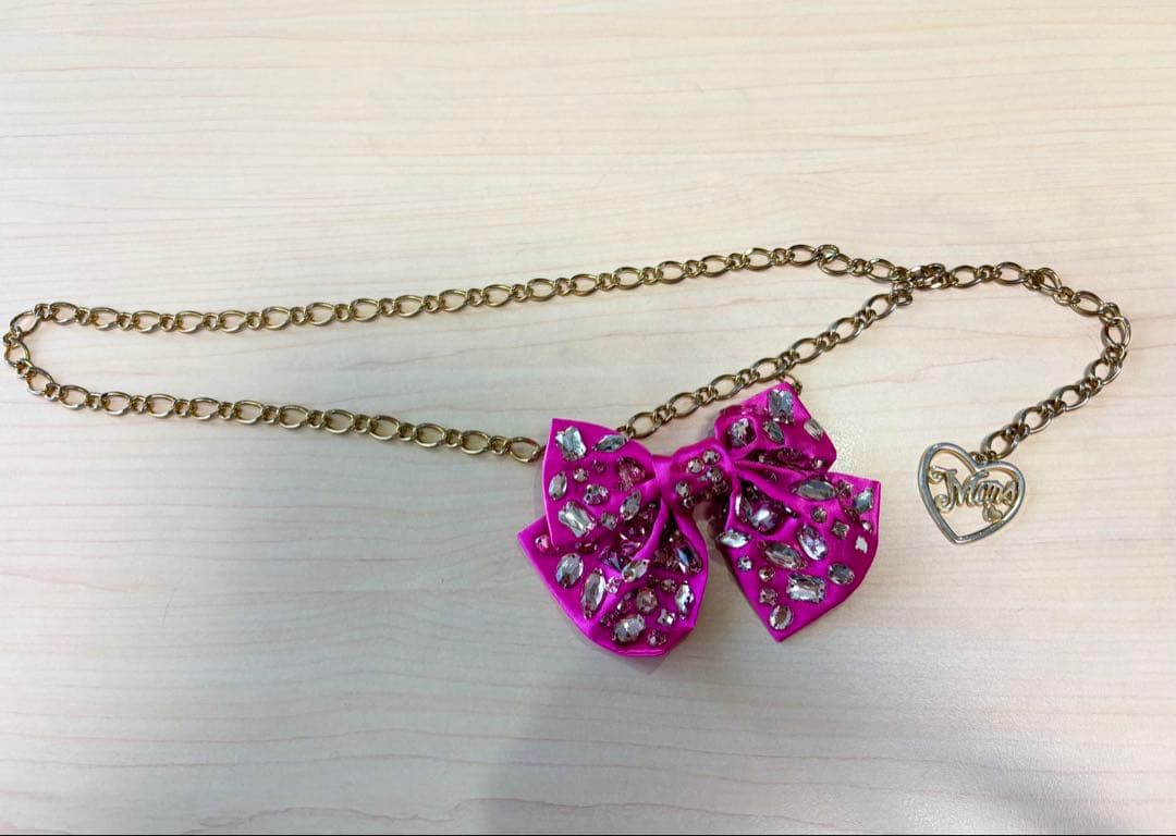 MARSキラキラビジュー付きピンクリボンチェーンベルトY2k平成女児