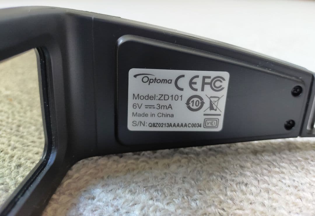 【動作未確認】optoma　3Dメガネ　ZD101