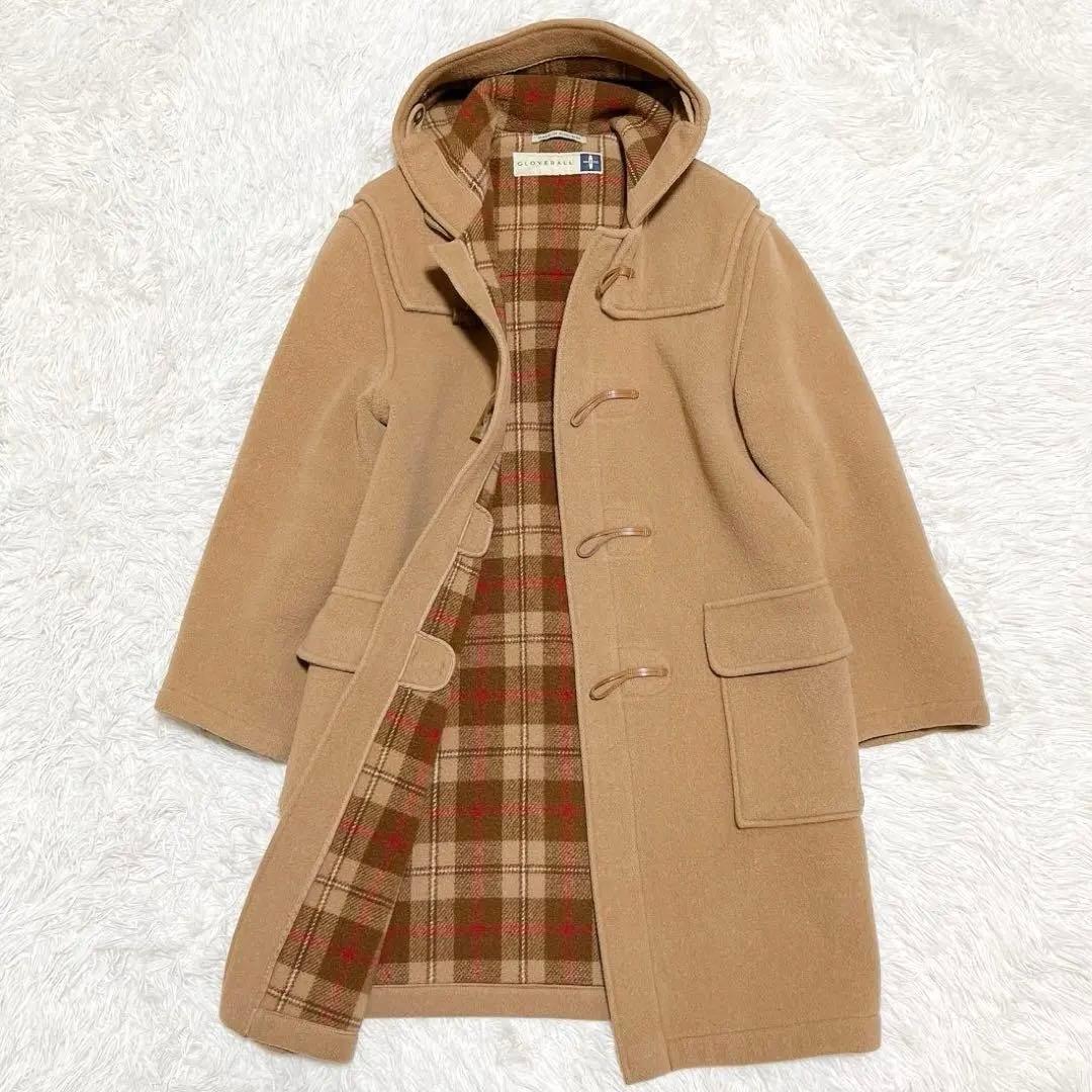 グローバーオール ダッフルコート 英国製 チェック ウール ベージュ US40