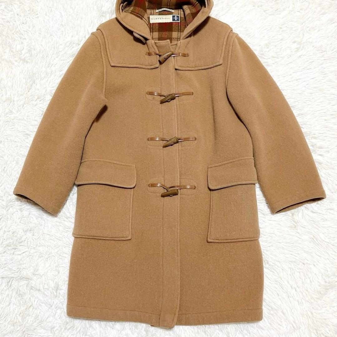 グローバーオール ダッフルコート 英国製 チェック ウール ベージュ US40
