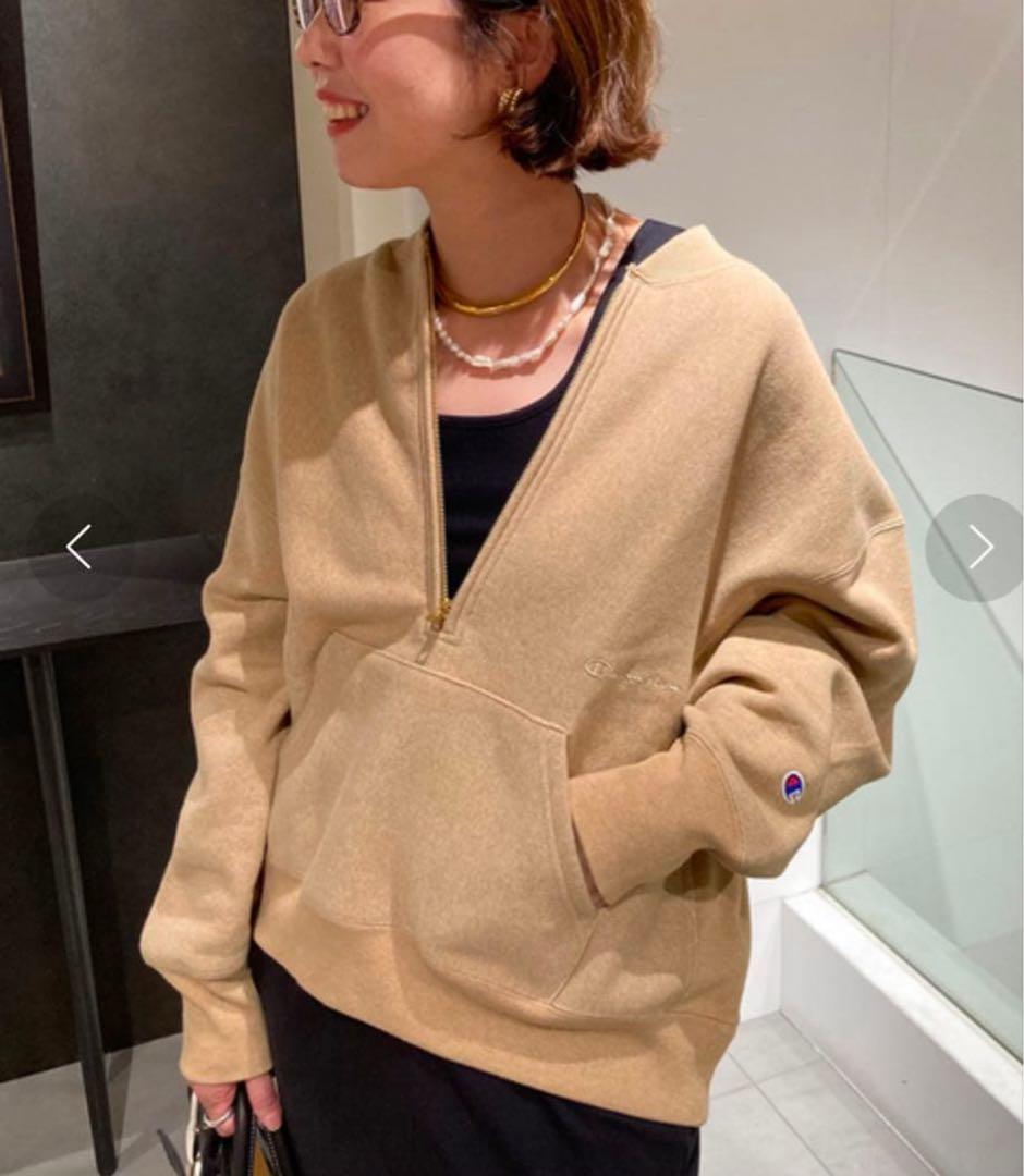 FRAMeWORK CHAMPIONハーフZIPスウェット　ベージュ