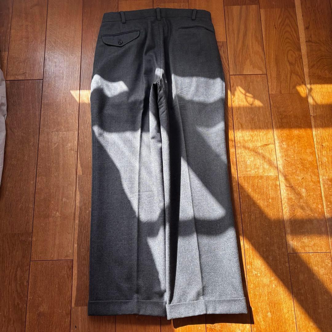 80s〜90s ラルフローレン　グレー　2タックワイドウールスラックス　シティー