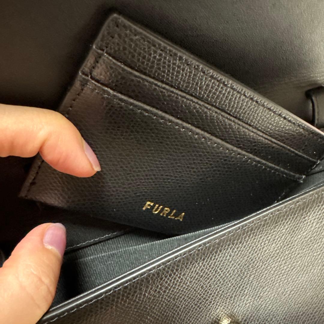 FURLA クラッチバッグ 黒 レザー 保存袋付き 新品未使用(ショルダー無し)
